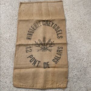 Vintage French Burlap Grain Sack. “12 Pont de Salars Minoterie Creyssels.”